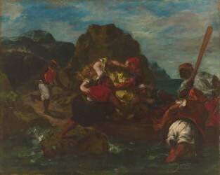 Pirates africains enlevant une jeune femme (Victor Hugo, les Orientales, VIII) (Eugène Delacroix) - Muzeo.com