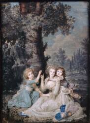 Portrait de Marie-Antoinette (1755-1793) et ses enfants au pied d'un arbre (François Dumont the Elder) - Muzeo.com