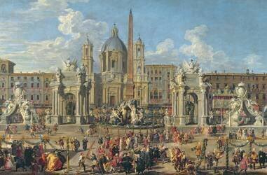 Preparation For the Firework Display Held at Piazza Navona (Giovanni Paolo Pannini) - Muzeo.com