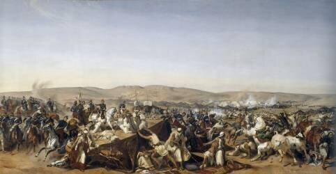Prise de la Smala d'Abd-el-Kader par le duc d'Aumale à Taguin, le 16 mai 1843 (Horace Vernet) - Muzeo.com