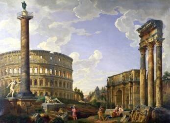 Roman Capriccio Showing the Colosseum (Giovanni Paolo Pannini) - Muzeo.com