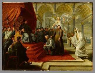Saint Antoine de Padoue sortant du tombeau pour disculper son père accusé d'assassinat (Willem van Herp l'Ancien) - Muzeo.com