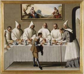 Saint Hugues au réfectoire des chartreux (Francisco de Zurbaran) - Muzeo.com