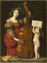Sainte Cécile avec un ange tenant une partition musicale (Domenichino) - Muzeo.com