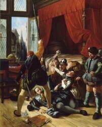 Scène de la Saint-Barthélémy, assassinat de Briou, gouverneur du Prince de Conti, 24 août 1572 (Joseph Nicolas Robert-Fleury) - Muzeo.com