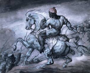 Scene from the Colonial War: A man on a Rearing Horse (Théodore Géricault) - Muzeo.com