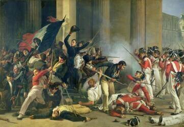 Scene of the 1830 Revolution at the Louvre (Jean-Louis Bézard) - Muzeo.com