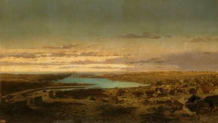 Siège de Sébastopol (octobre 1854 - sept. 1855) Vue de la ville de Kamiesch prise du fond du port (Jean-Baptiste-Henri...) - Muzeo.com