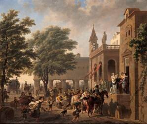 S.M. l'Impératrice en voyage reçoit un courrier qui lui apprend la nouvelle d'une victoire (Nicolas Antoine Taunay) - Muzeo.com