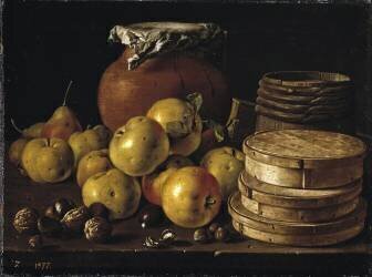 Still Life with Apples, Walnuts, Pot and Boxes of Sweetmeats (Luis Meléndez) - Muzeo.com
