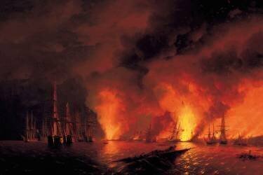 The Battle of Sinop on 18th November 1853 (Ivan Aivazovsky) - Muzeo.com