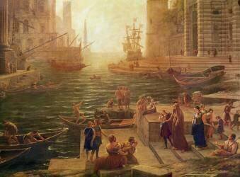 The boarding of the Holy Roman Saint Paul at Ostia (Claude Gellée) - Muzeo.com