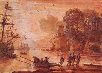The Disembarkation of Warriors in a Port (Claude Gellée) - Muzeo.com