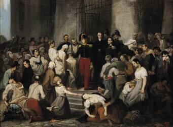 The Duke of Orleans Visiting the Sick at l'Hotel-Dieu During the Cholera Epidemic in 1832 (Alfred Johannot) - Muzeo.com