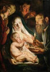 The Holy Family with Shepherds (Jacob Jordaens) - Muzeo.com
