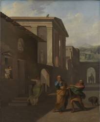 The Midwife Taking Leave of the girl from Andros (Nicolai Abraham Abildgaard) - Muzeo.com