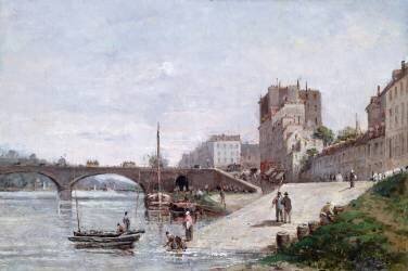 The Seine and the Port of Courbevoie (Gustave Mascart) - Muzeo.com