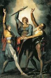 The three confederates during the Rutli oath (Johann Heinrich Füssli) - Muzeo.com