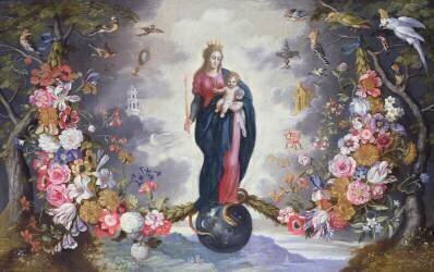 The Virgin and Child surrounded by a garland (Jan Brueghel the Younger) - Muzeo.com