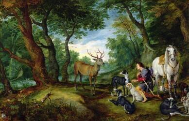 The Vision of St. Hubert (Jan Brueghel the Younger) - Muzeo.com