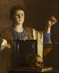 Truth presenting a Mirror to the Vanities of the World (Nicolas Tournier) - Muzeo.com