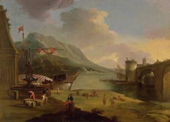 Unloading Galleys in the Straits of Mycenae (Joseph Vernet) - Muzeo.com