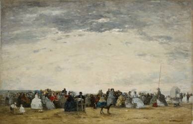 Vacationers on the Beach at Trouville (Eugène Boudin) - Muzeo.com