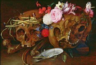 Vanitas Still Life with Skulls (Nicolaes van Veerendael) - Muzeo.com