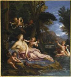 Vénus , l'Hymen et les amours jouant avec un cygne (Louis Boullogne the Younger) - Muzeo.com