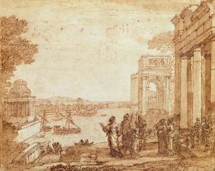 View of Carthage with Dido and Aeneas (Claude Gellée) - Muzeo.com