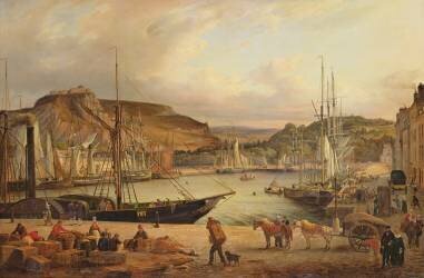 View of the commercial port at Cherbourg (Theodore Deslinieres) - Muzeo.com