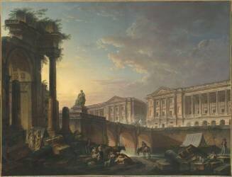 Vue de fantaisie du garde-meuble de Paris (Pierre-Antoine Demachy) - Muzeo.com