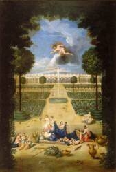Vue du Grand Trianon prise des parterres, avec Flore et Zéphyr (Jean Cotelle the Younger) - Muzeo.com