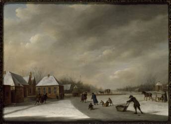 Winter Landscape with Skaters (Johannes Janson) - Muzeo.com