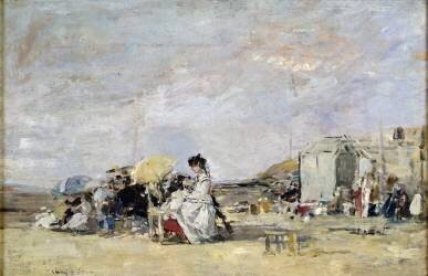 Woman in White on the Beach at Trouville (Eugène Boudin) - Muzeo.com