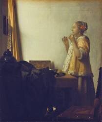 Woman with a Pearl Necklace (Johannes Vermeer) - Muzeo.com