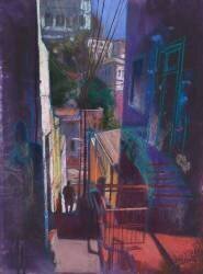 escalier plongeant Valparaiso   76 x 57 (Pascal Langevin) - Muzeo.com