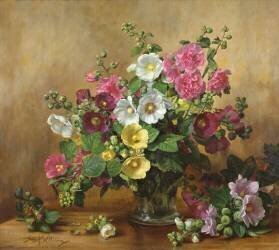 Hollyhocks of Late September (Albert Williams) - Muzeo.com