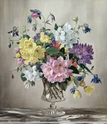 Rhododendrons, Azaleas and Columbine in a Glass Vase (Albert Williams) - Muzeo.com