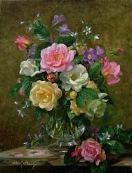 Roses in a glass vase (Albert Williams) - Muzeo.com