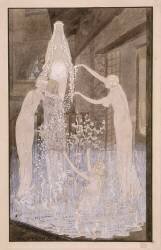 Angélique se parant de fleurs, protégée par sainte Agnès (Carlos Schwabe) - Muzeo.com