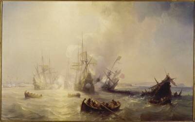 Combat naval remporté par le duc de Beaufort sur les corsaires d'Alger (Théodore Gudin) - Muzeo.com