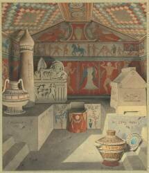 Composition d'antiques : intérieur d'un tombeau étrusque (Félix Duban) - Muzeo.com