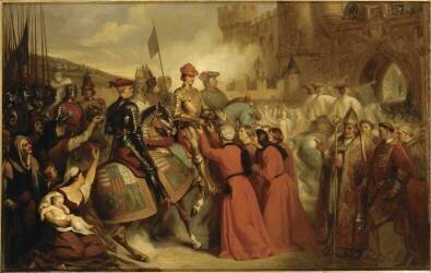 Entrée de Charles VII à Rouen, suivi de Dunois et de Jacques Coeur, 10 novembre 1449 (Henri Decaisne) - Muzeo.com