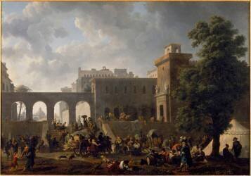 Extérieur d'un hôpital militaire provisoire pendant la campagne d'Italie en 1797 (Nicolas Antoine Taunay) - Muzeo.com