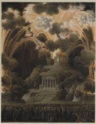 Feu d'artifices et son décor élévé de l'autre de la Seine - Quai Napoléon (Louis-Pierre Baltard) - Muzeo.com