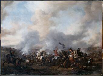 Grand combat de cavaliers et de fantassins (Philips Wouwerman) - Muzeo.com