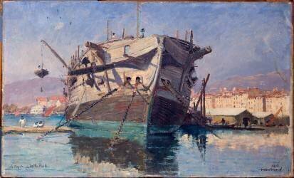La Belle Poule dans le port de Toulon (Frédéric Montenard) - Muzeo.com