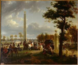 La Rencontre de l'empereur Napoléon Ier du Pape Pie VII, dans la forêt de Fontainebleau (Jean-Louis Demarne) - Muzeo.com