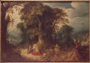 Le repos de la Sainte Famille (Abraham Govaerts) - Muzeo.com